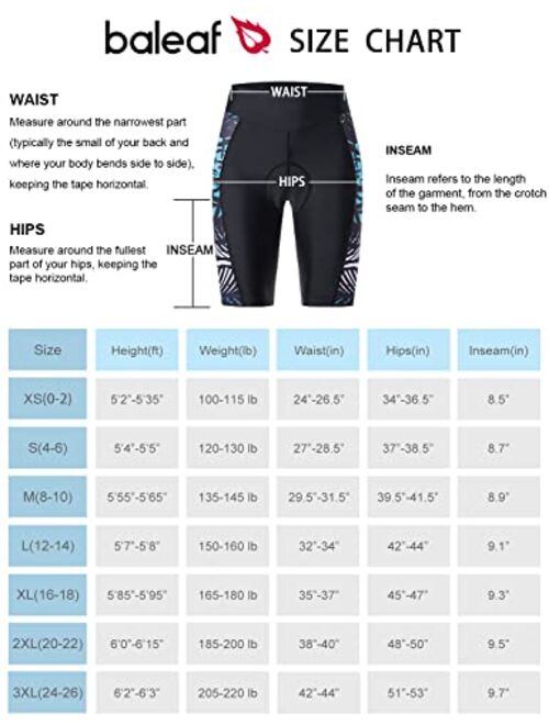 BALEAF Women's Padded Bike Shorts Cycling Shorts Bicycle High Waist Pockets Spinning Road Biking UPF 50+