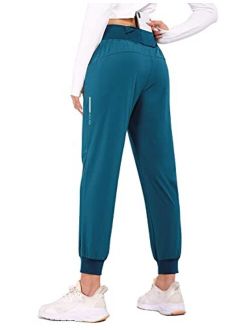 Women's Joggers Pants Lightweight Hiking Running Pants with Zipper Pockets