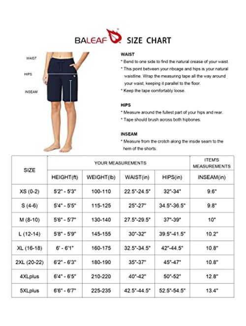 BALEAF Women's Bermuda Shorts Knee Length Cotton Casual Summer Long Pull On Lounge Walking Exercise Shorts with Pockets
