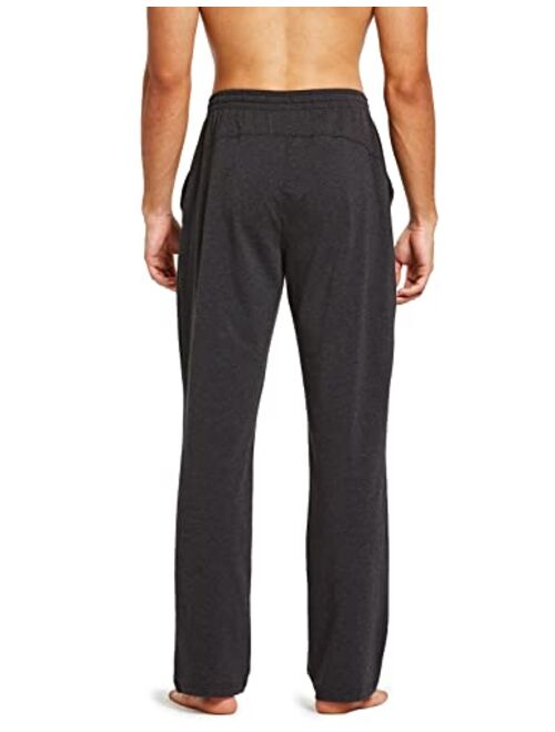 BALEAF Men's Sweatpants Casual Lounge Cotton Yoga Pants Loose Open Bottom Straight Leg Male Sweat Pants with Pockets