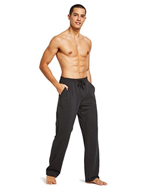 BALEAF Men's Sweatpants Casual Lounge Cotton Yoga Pants Loose Open Bottom Straight Leg Male Sweat Pants with Pockets