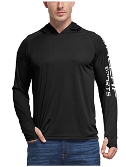 Men's UPF 50  Sun Protection Hoodie Long Sleeve SPF/UV Quick Dry Lightweight Fishing Workout Thumbholes Shirt