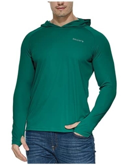 Men's UPF 50  Sun Protection Hoodie Long Sleeve SPF/UV Quick Dry Lightweight Fishing Workout Thumbholes Shirt