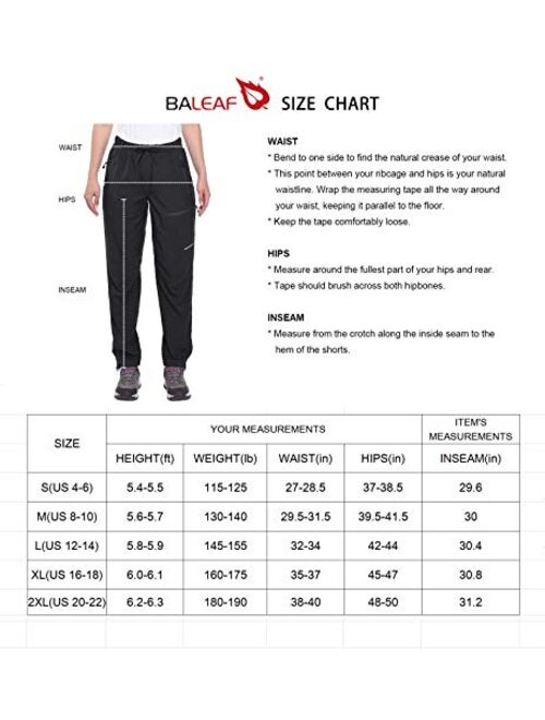 BALEAF Women's Hiking Cargo Pants Outdoor Lightweight Capris Water Resistant UPF 50 Zipper Pockets