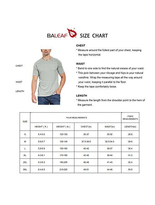 BALEAF Men's UPF 50+ Short Sleeve Shirts Lightweight Sun Protection SPF T-Shirts Fishing Hiking Running