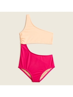 Girls' cutout one-piece swimsuit with UPF 50
