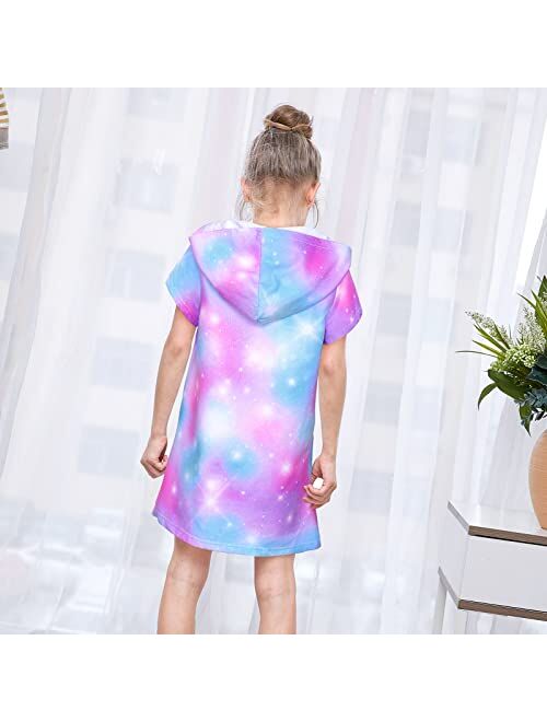 Basumee Girls Swim Cover Up Terry Swimsuit Coverups Hooded Bathing Suit Cover Up for Girls Beach Shower Swimwear
