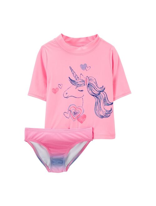 Girls 4-14 Carter's Unicorn Rashguard & Bottoms Swim Suit Set