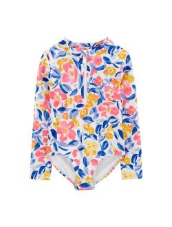 Girls 4-6x Carter's Floral One-Piece Rashguard Swimsuit