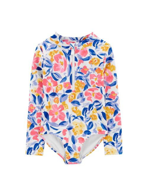 Girls 4-6x Carter's Floral One-Piece Rashguard Swimsuit