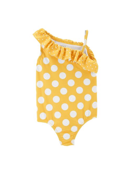 Toddler Girl Carter's Polka Dot Ruffle 1-Piece Swimsuit