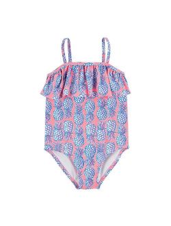 Baby Girl Carter's Pineapple Print Ruffle Neck 1-Piece Swimsuit