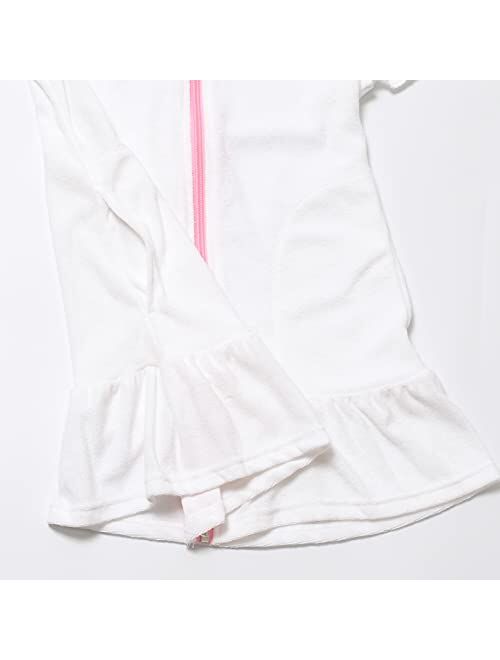 CHILDRENSTAR Girls Swim Coverups Terry Swimsuit Coverup Zip-Up Beach Flutter Sleeve Robe