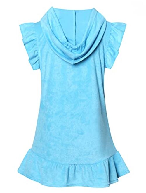 Perfashion Swimwear Cover Up for Girls Terry Swim Cover Ups Hooded Kids Zip-up Cover-ups