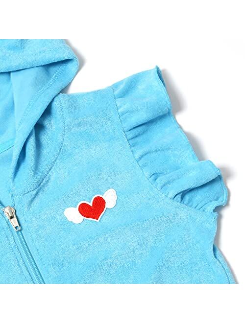 Perfashion Swimwear Cover Up for Girls Terry Swim Cover Ups Hooded Kids Zip-up Cover-ups