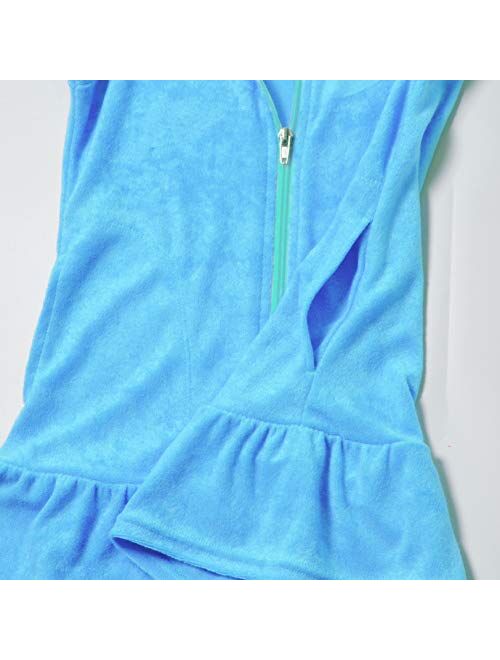 Mirawise Swim Cover Up for Girls Terry Swimsuit Coverup Hooded Zip Beach Bathrobe