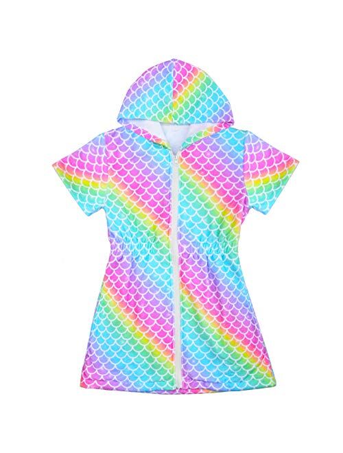 PASHOP Swim Cover Ups for Girls Terry Cover Up Swimwear Hoodie Zipper Cover-up