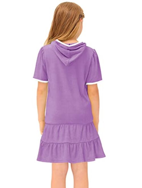 BesserBay Girl's Zip-Up Terry Cover Up Cozy Bathrobe with Hood 3-12 Years