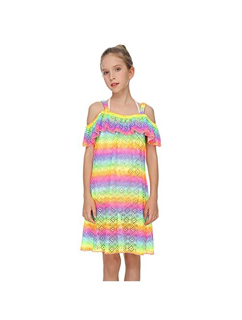 Jimmy Baha·mas Jimmy Bahamas Girls Swimsuits Cover-ups Off Shoulder Ruffled Hollow Beach Dress Cover Up for Kids
