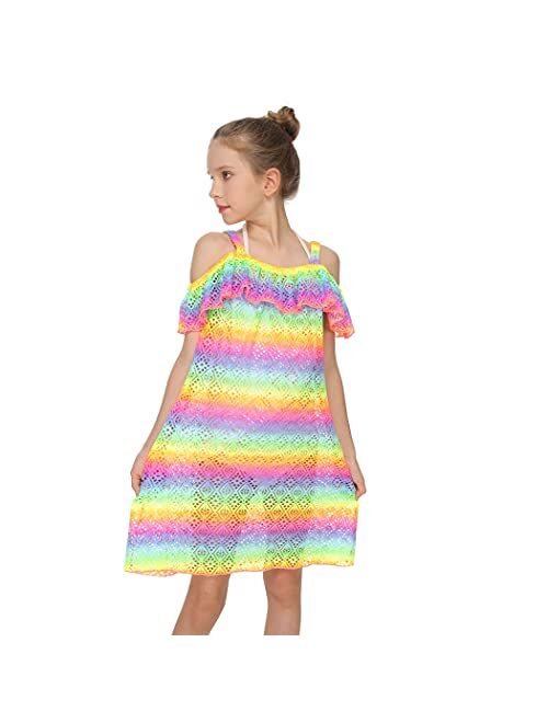 Jimmy Baha·mas Jimmy Bahamas Girls Swimsuits Cover-ups Off Shoulder Ruffled Hollow Beach Dress Cover Up for Kids