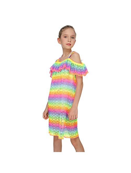 Jimmy Baha·mas Jimmy Bahamas Girls Swimsuits Cover-ups Off Shoulder Ruffled Hollow Beach Dress Cover Up for Kids