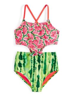 Breaking Waves Big Girls One-in-a-Melon Swimsuit