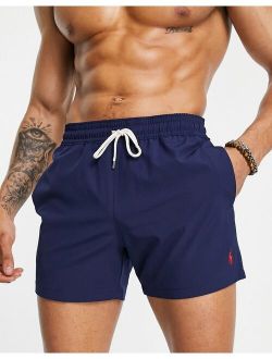 Traveler icon logo mid swim shorts in navy