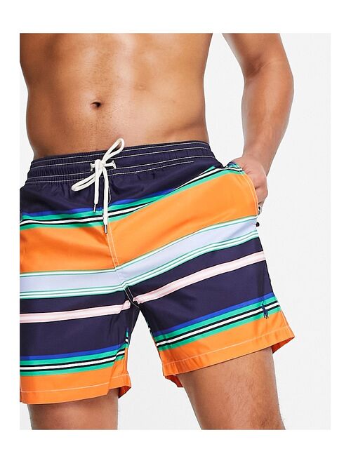 Polo Ralph Lauren Traveler icon logo varied stripe swim shorts in orange multi - part of a set