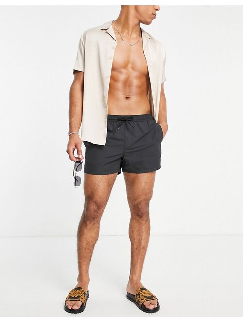 ASOS DESIGN 2 pack swim shorts in beige and black short length save