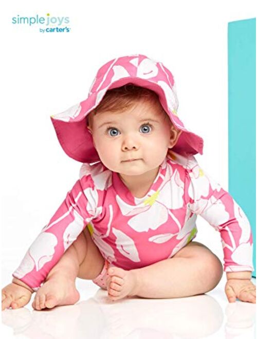 Simple Joys by Carter's Baby Girls' 3-Piece Rashguard, Bottoms, and Hat Set