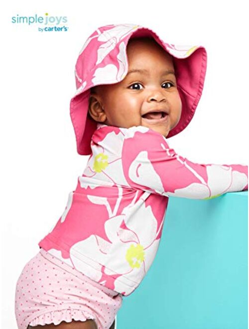 Simple Joys by Carter's Baby Girls' 3-Piece Rashguard, Bottoms, and Hat Set