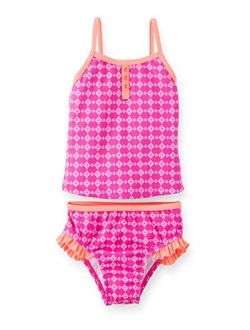 Baby Girls' Geo Print Tankini (Pink/White)