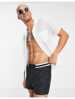 swim shorts with contrast waistband in black short length