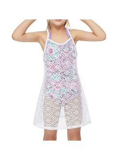 CinCili Girls Swim Cover Ups Beach Crochet Mesh Crossback Swimsuits Cover Up Dress for Girls 4-12 Years