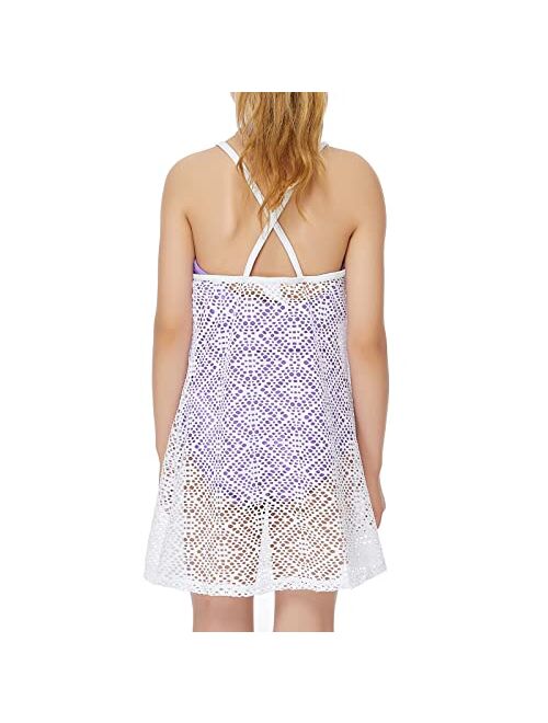 CinCili Girls Swim Cover Ups Beach Crochet Mesh Crossback Swimsuits Cover Up Dress for Girls 4-12 Years