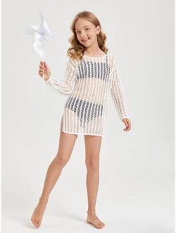 Girls Plain Knitted Cover Up