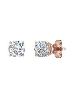 1 Carat to 1 1/10 Carat 4-Prong Set Diamond Stud Earrings in 14K Gold