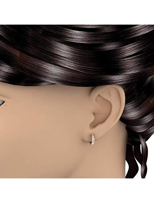 Finerock 1/2 Carat to 1 Carat Channel Diamond Hoop Earrings in 10K Gold