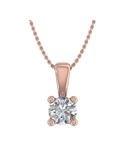 1/5 Carat Solitaire Diamond Pendant Necklace in 10K Gold (Silver Chain Included)