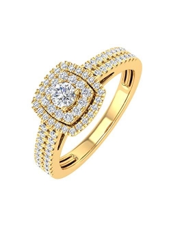 1/2 Carat Double Halo Diamond Ring in 10K Gold