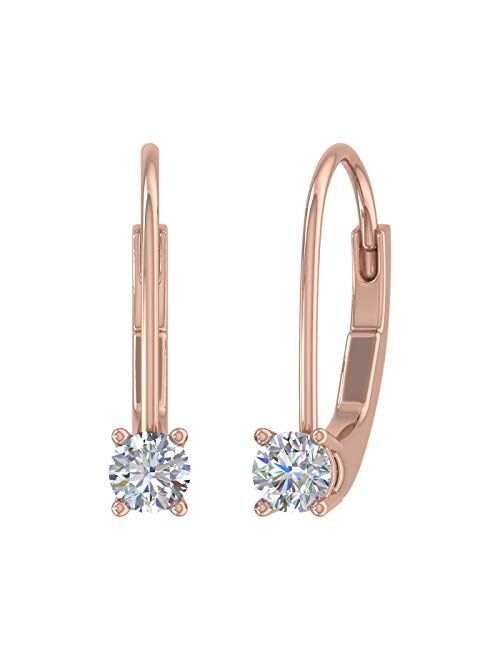Finerock 1/5 Carat to 1/3 Carat Diamond Leverback Drop Earrings in 10K Gold
