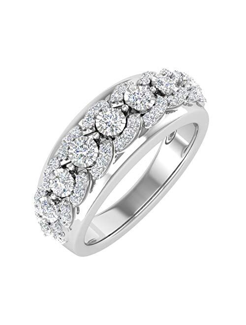 Finerock 1/2 Carat Diamond Wedding Band Ring in 925 Sterling Silver