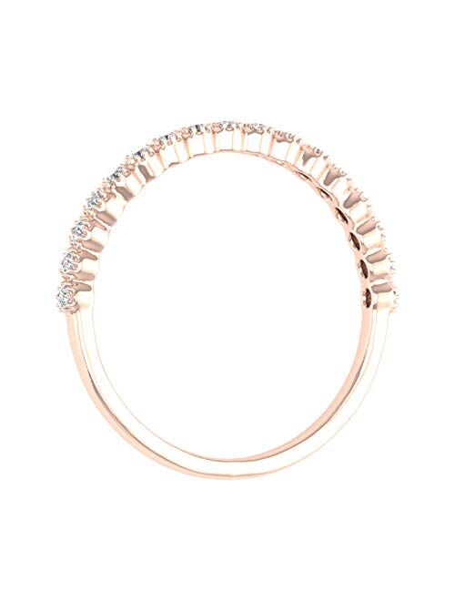Finerock 1/5 Carat Bezel Set Diamond Wedding Band Ring in 10K Solid Gold