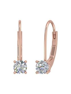 0.40 Carat to 1 Carat Diamond Leverback Drop Earrings in 14K Gold - IGI Certified