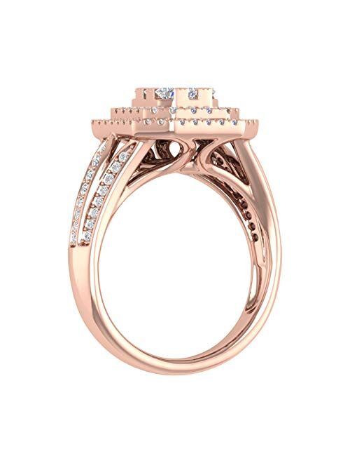 Finerock 1 Carat Cushion Cut Diamond Engagement Ring in 10K Solid Gold