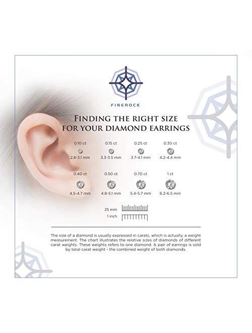 Finerock 3/8 Carat to 3/4 Carat 4-Prong Set Diamond Stud Earrings in 14K Gold