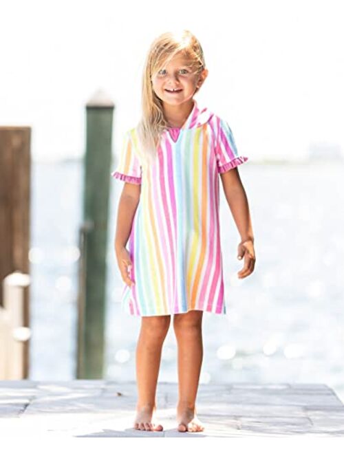 RuffleButts Baby/Toddler Girls Terry Cloth Hoodie Swim Beach Cover Up Dress