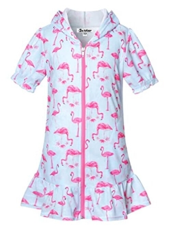 Girls Swim Cover Up Terry Swimsuit Coverup Beach Pool Kids Zip Up Robe