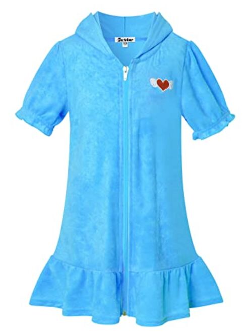 Jxstar Girls Swim Cover Up Terry Swimsuit Coverup Beach Pool Kids Zip Up Robe