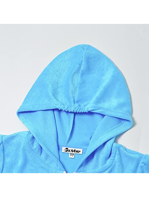 Jxstar Girls Swim Cover Up Terry Swimsuit Coverup Beach Pool Kids Zip Up Robe